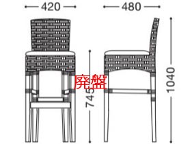 ボヌークカウンターイス寸法図
